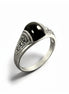 Vintage Art Deco Sterling Silver Ring, Black Onyx & Marcasite
