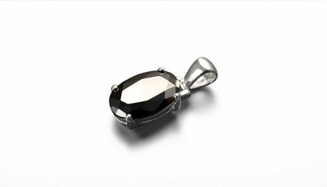 Black Oval Pendant, Sterling Silver, Classic Faceted Cz Stone Jewelry, Minimalist Everyday Necklace