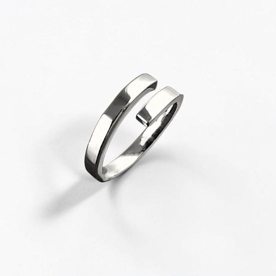 Open Crossing band Ring, Sterling Silver, Bypass Wrap Ring, Modern Wrapping jewelry, Square Wire Band Ring, Strong Square Cross Ring