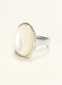 925 domed Oval Mother-of-Pearl Ring, Color Like Pearl Sterling Silver Ring, Hypnotic White Stone