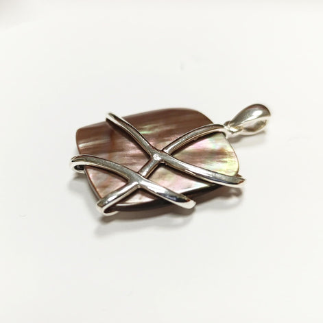 BIG Gold Shell Pendant, Sterling Silver, GENUINE Toffee Color MOP, Modern Square Bold Necklace, Statement Modern Geometric Stone Jewelry