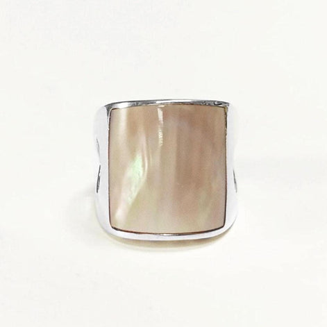 925 Statement Sterling Silver Cuff Ring, GENUINE PAUA Shell Jewelry, Minimalist design Band Ring