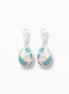 Mother of Pearl and Turquoise Earrings, Sterling Silver, Geometric Oval Mosaic, Modern Jewelry