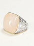 Pink Square Ring, Sterling Silver, NATURAL Rose Quartz Stone, Modern Statement Crystal Gemstone Ring, Bold Filigree Design Jewelry, Gift