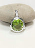 Green Sterling Silver Pendant, Bezel Set Green Peridot CZ Stone, Statement Necklace