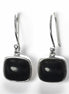Drop Square Onyx Sterling Silver Earrings, Geometric Minimalist Gemstone Jewelry