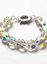 Crystal Bracelet, Rainbow Borealis Reflections Crystal Beaded Bracelet, 10mm Stone Beads balls Jewelry, Sterling Silver Spring Ring Clasp