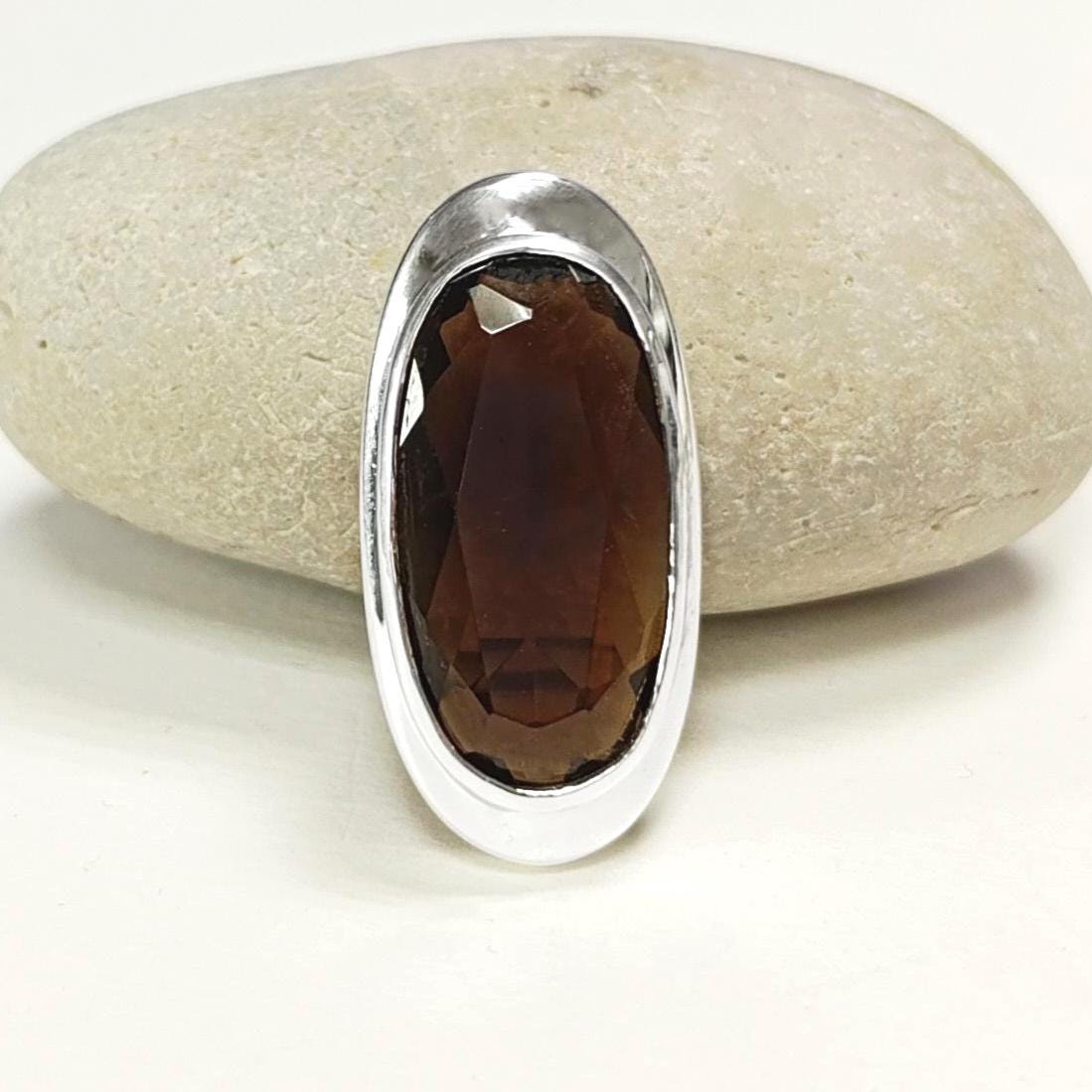 Large Oval Pendant in Coffee Color Cz • Sterling Silver 925 • Diamond-Simulated Zirconia • Oversize Pendant with Stone