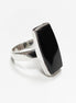 Black onyx ring, sterling silver set with a rectangle onyx stone in a unique modern design