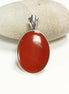 Red Oval Stone Pendant Sterling Silver 925, Genuine Red Jasper Gemstone, Vintage Stone Jewelry, Style Necklace, Birthstone