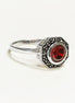 Vintage Red Ring, Sterling Silver, Octagonal Marcasite Stones Ring, Garnet Color Stone (Cz), Dainty Retro Red Stone Rings, Medieval Jewelry