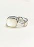 Sterling Silver Mother of Pearl 925 Ring, Modern MOP Band Jewelry, 3 White Shell Ring