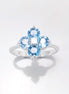 925 Sterling Silver Blue Aquamarine Color Cz Quatrefoil Ring, Chance Lucky Small Blue stone Ring,