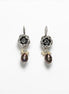 925 Sterling Silver FLOWER Rose Dangle Earrings, Fresh Water Grey Pearl Gemstone, Vintage Inspired Jewelry