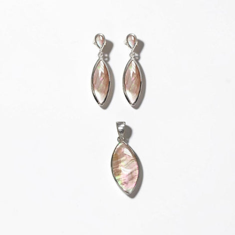 GENUINE Brown Shell Dangle Earrings, Sterling Silver, Brown Pearl with Iridescent Rainbow Highlights, Geometric Oval Shape, Minimalist