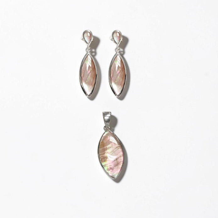 Brown Oval Earrings, Sterling Silver, GENUINE Gold Paua Shell, Geometric Oval Stone Jewelry, Modern Dangle Earrings Set