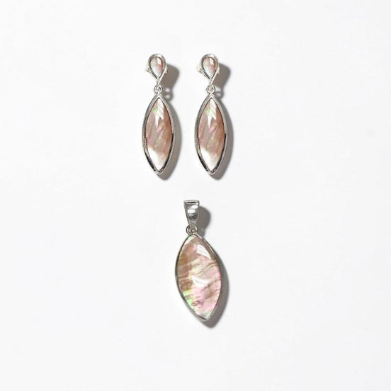 Brown Oval Earrings, Sterling Silver, GENUINE Gold Paua Shell, Geometric Oval Stone Jewelry, Modern Dangle Earrings Set