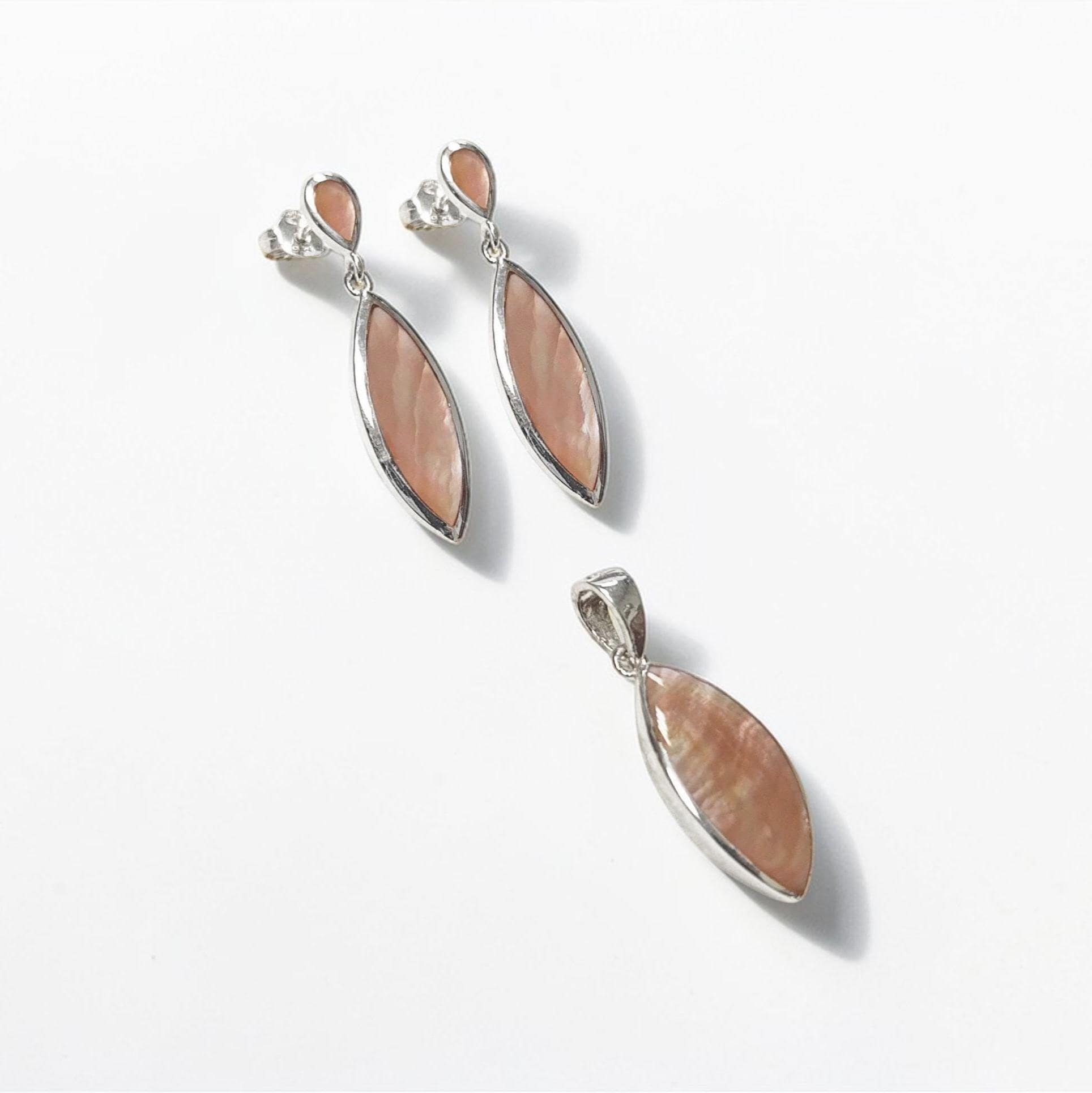 Brown Oval Earrings, Sterling Silver, GENUINE Gold Paua Shell, Geometric Oval Stone Jewelry, Modern Dangle Earrings Set