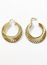 Textured Crescent Hoop Earrings • 18K Gold Plated Diamond-Cut Geometric Hoops