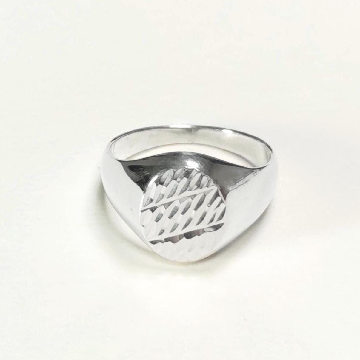Mens Signet Ring 925, Sterling Silver jewelry, Light hollow Classic men’s signet, Engraved diamond Lines, man gift, Father's Day idea