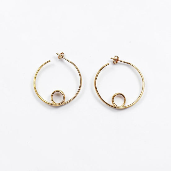 Gold Spiral Hoop Earrings • 18K Gold Plated Open Twisted Swirl Round Circle Stud Hoops • Looping Coil Scroll Loop Jewelry • Gift for Her