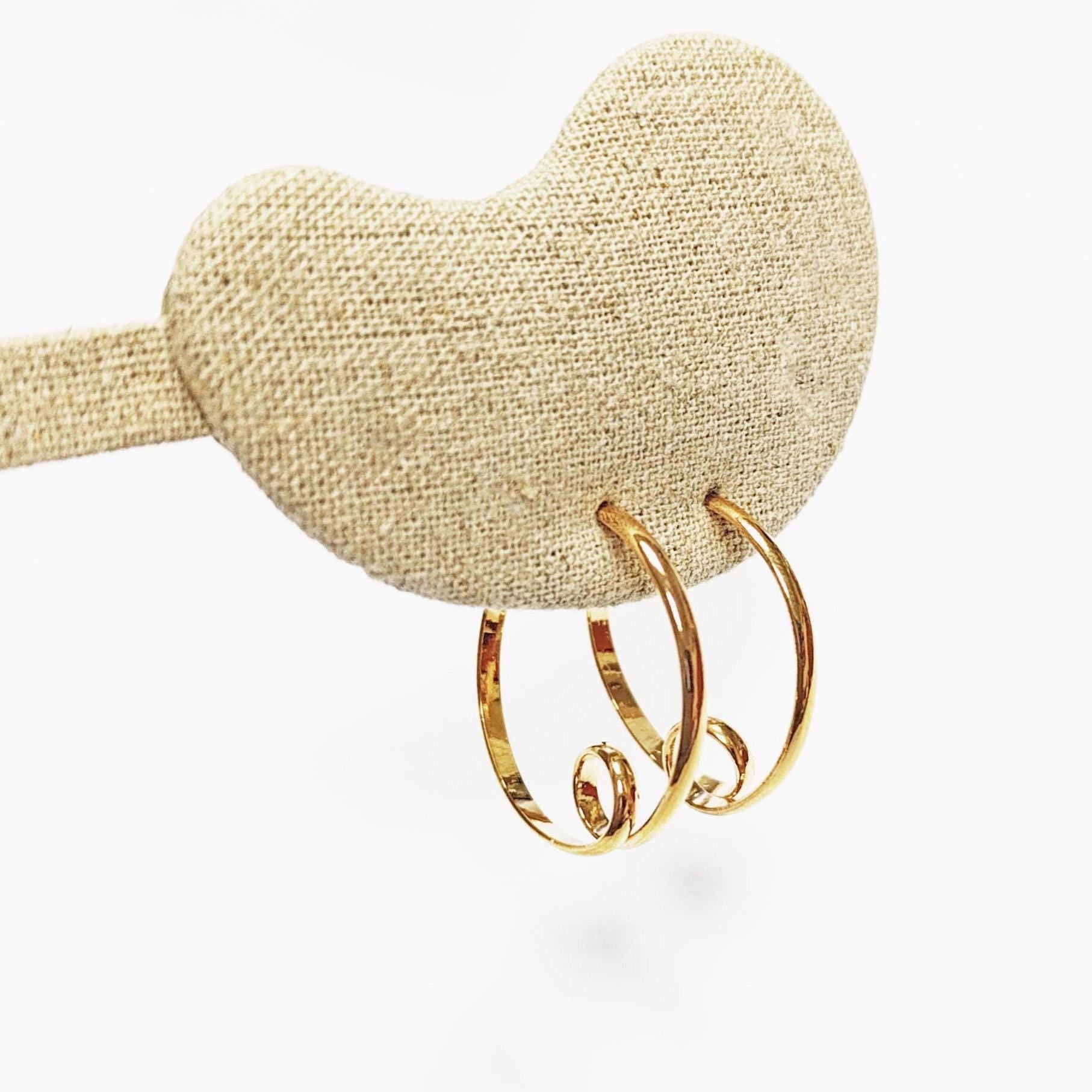 Gold Spiral Hoop Earrings • 18K Gold Plated Open Twisted Swirl Round Circle Stud Hoops • Looping Coil Scroll Loop Jewelry • Gift for Her