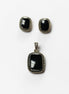 Black Earrings Set, Sterling Silver, Black Onyx Stone, Oxidized braided border Jewelry, Vintage Tribal Square shape Earrings and Pedant