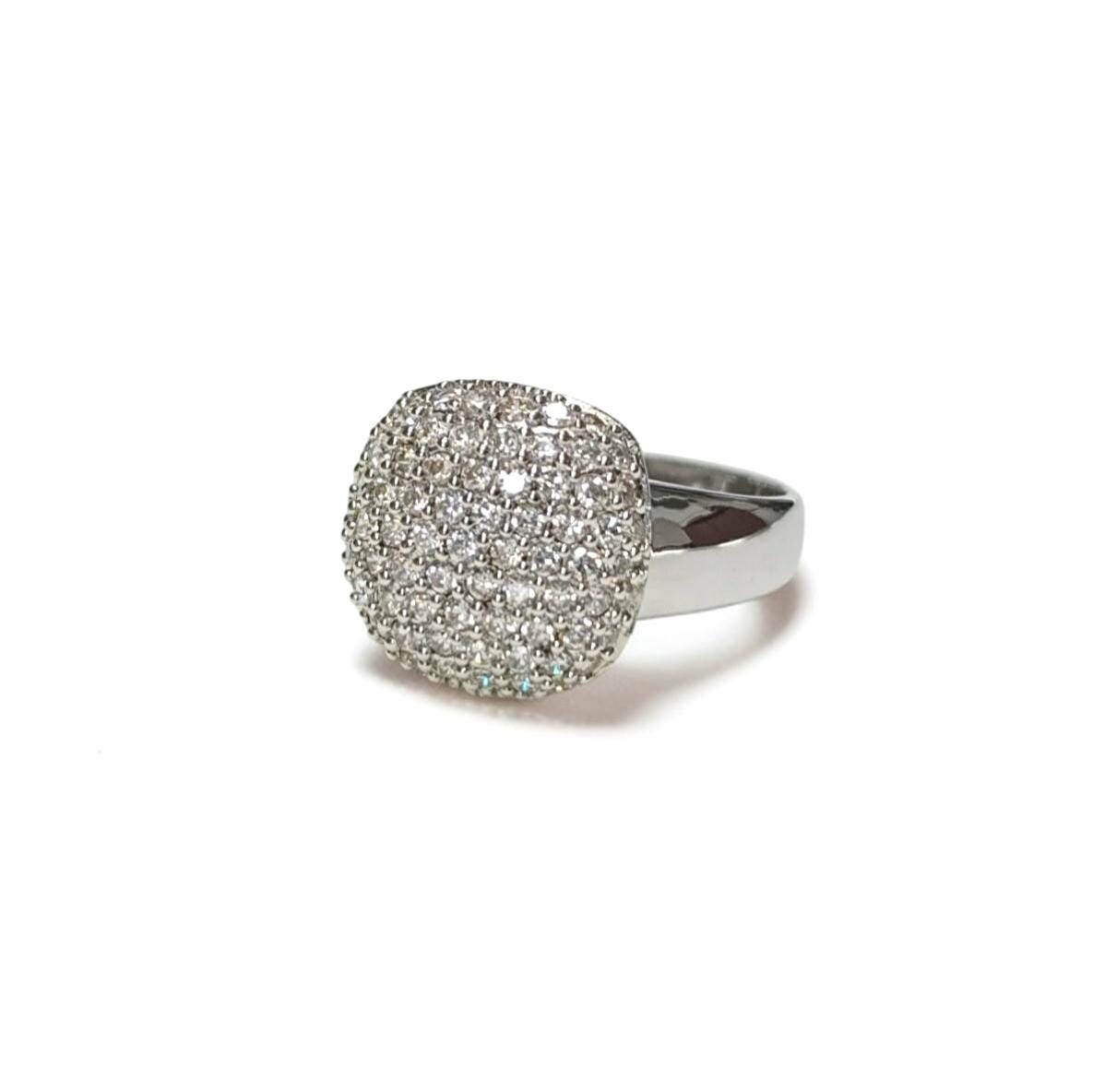 Sparkling Pavé Diamond Cushion Ring by KRAMIKE • Sterling Silver • Elegant for Everyday & Special Occasions • Perfect Gift for Wife • KR069