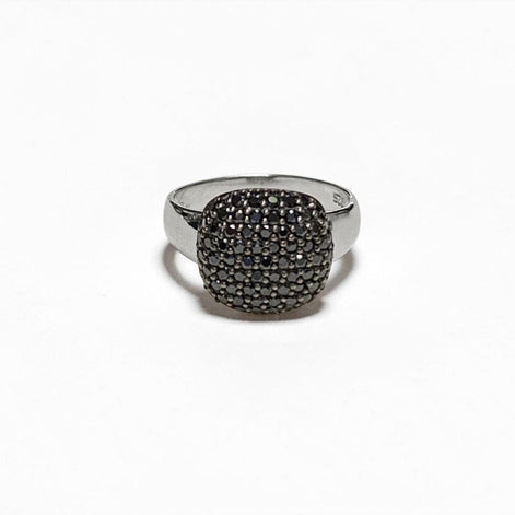 Sparkling Black Diamond Pavé Cushion Ring by KRAMIKE • Sterling Silver • Elegant for Everyday & Special Occasions • Gift for Wife • KR070