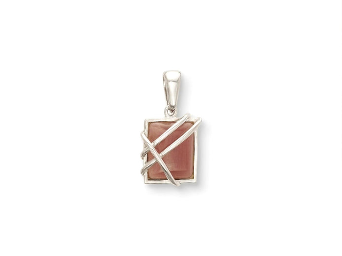 Modern Amethyst Pendant • Sterling Silver • Rectangle Purple Stone Charm • Minimalist Gemstone Jewelry Gift