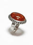 Amber ring, sterling silver made, oval stone, Genuine oval fossil gemstone, antique jewelry, natural baltic cognac brown orange color