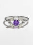 925 Sterling Silver Halo Ring Purple Amethyst CZ, Modern Small Solitaire Jewelry