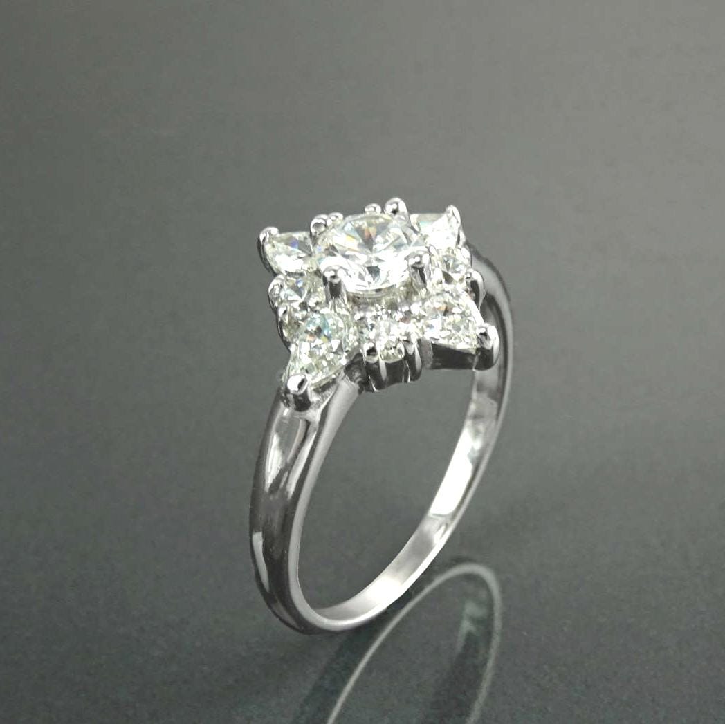 925 Handmade Sterling Silver North Star Ring, CZ Diamond Simulant, Small Silver jewelry