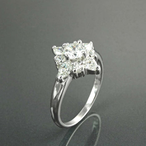 925 Handmade Sterling Silver North Star Ring, CZ Diamond Simulant, Small Silver jewelry