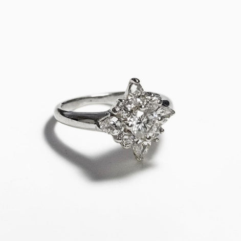 925 Handmade Sterling Silver North Star Ring, CZ Diamond Simulant, Small Silver jewelry