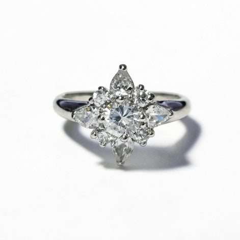 925 Handmade Sterling Silver North Star Ring, CZ Diamond Simulant, Small Silver jewelry