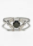 925 Sterling Silver Halo Ring, Black White CZ Stones, Modern Solitaire Small Jewelry