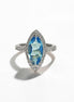 925 Blue Oval Ring Sterling Silver, Marquise Form Shape, Topaz Color Cz stone and White Stones CZ, Woman Jewelry
