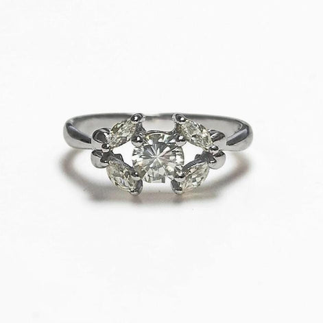 925 Sterling Silver Halo Ring, Lab White Diamond Simulant, Small Modern Classical Jewelry, Minimalist Ring