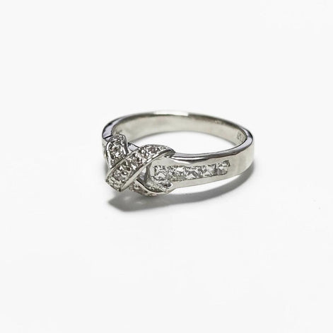 925 Sterling Silver CZ Crossing Ring, Infinity Node Band, Vintage Style Classic Ring