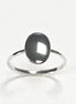 Oval Gray Ring Sterling Silver 925, Ring with Flat Oval Stone, Genuine Hematite Gemstone, Small Everyday Ring, Modern Ring, Minimalist Ring