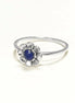 925 Lapis Flower Ring, Sterling Silver, Minimalist Blue Lapis Stone Jewelry, Small Round Lapis Stone Ring, September Birthstone,