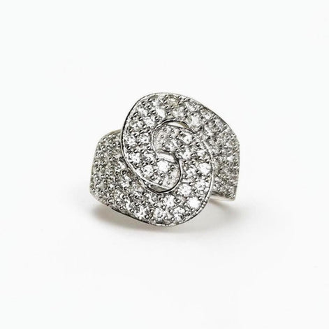 Diamond Handcuffs Ring • Statement Sterling Silver Swirl Pave Cocktail Ring • Bold Elegant Jewelry
