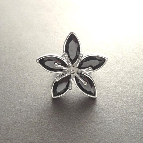 925 Black Flower Ring, Sterling Silver, Women Silver Ring, Nature Inspiring Ring, Hibiscus Ring, Big Flower Ring, Statement Ring,