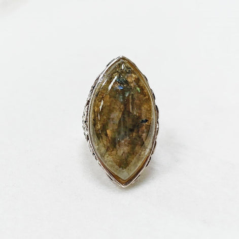 Labradorite Filigree Ring - Sterling Silver Ring - Green Labradorite ring - Filigree Ring - Boho chic ring - Unique Ring - Statement Ring