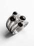 Onyx Multi Band Ring • Sterling Silver • Boho Black Stone Jewelry • Statement Antique Style gift for Her