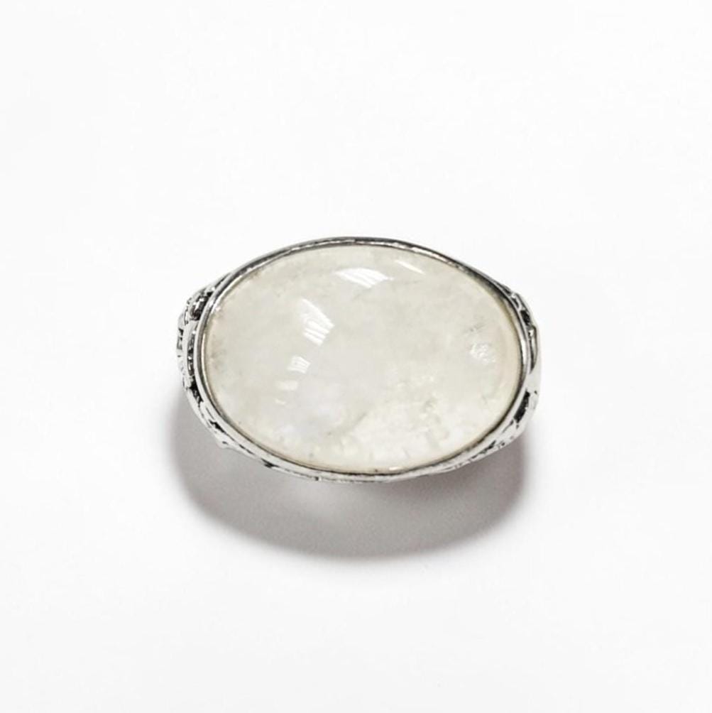 NATURAL Moonstone Ring, 925 Sterling Silver Gemstone Ring, Twisted Rope Ring, Oval Stone, Big White Moonstone, Antique Ring, Ring