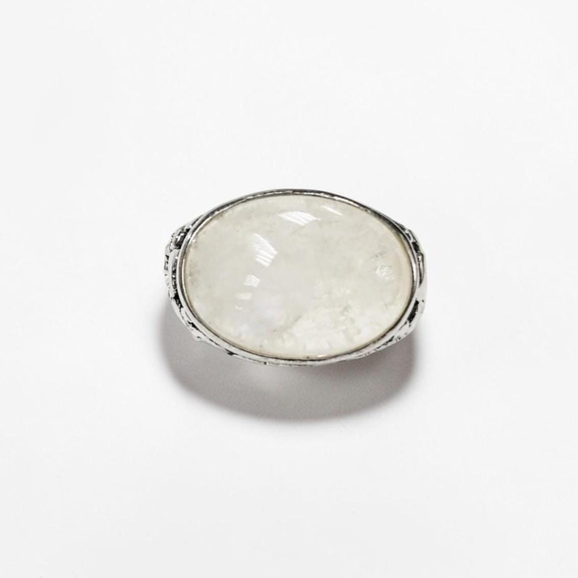 NATURAL Moonstone Ring, 925 Sterling Silver Gemstone Ring, Twisted Rope Ring, Oval Stone, Big White Moonstone, Antique Ring, Ring