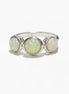 925 Opal Ring Sterling Silver, Three Opal Stones Domed Ring, Fiery White Fire Opals Stone Birthstone, loyalty, faithfulness, and hope.