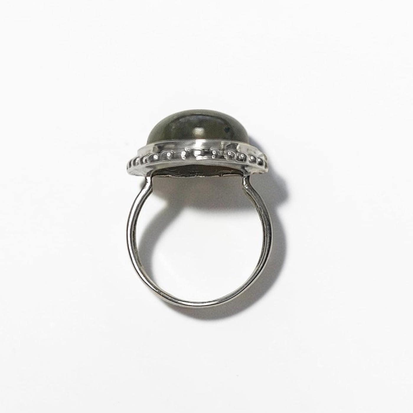 NATURAL Labradorite Ring, 925 Sterling Silver, Oval Green Stone Jewelry, Domed Oval Ring, Vintage Boho Antique Rope Design Gift